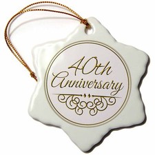 3dRose 40th Anniversary gift - gold text for celebrating wedding anniversaries -