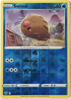 Swinub 031/189 Rev Holo - Pokemon SWSH10 Astral Radiance M/NM- New