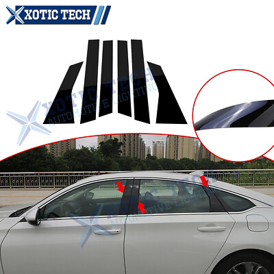 Glossy Black Exterior Window Door Pillar Post Die-Cut Trims For Honda Accord