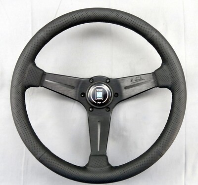 Nardi Steering Wheel Deep Corn 350mm Black Perf Leather Black