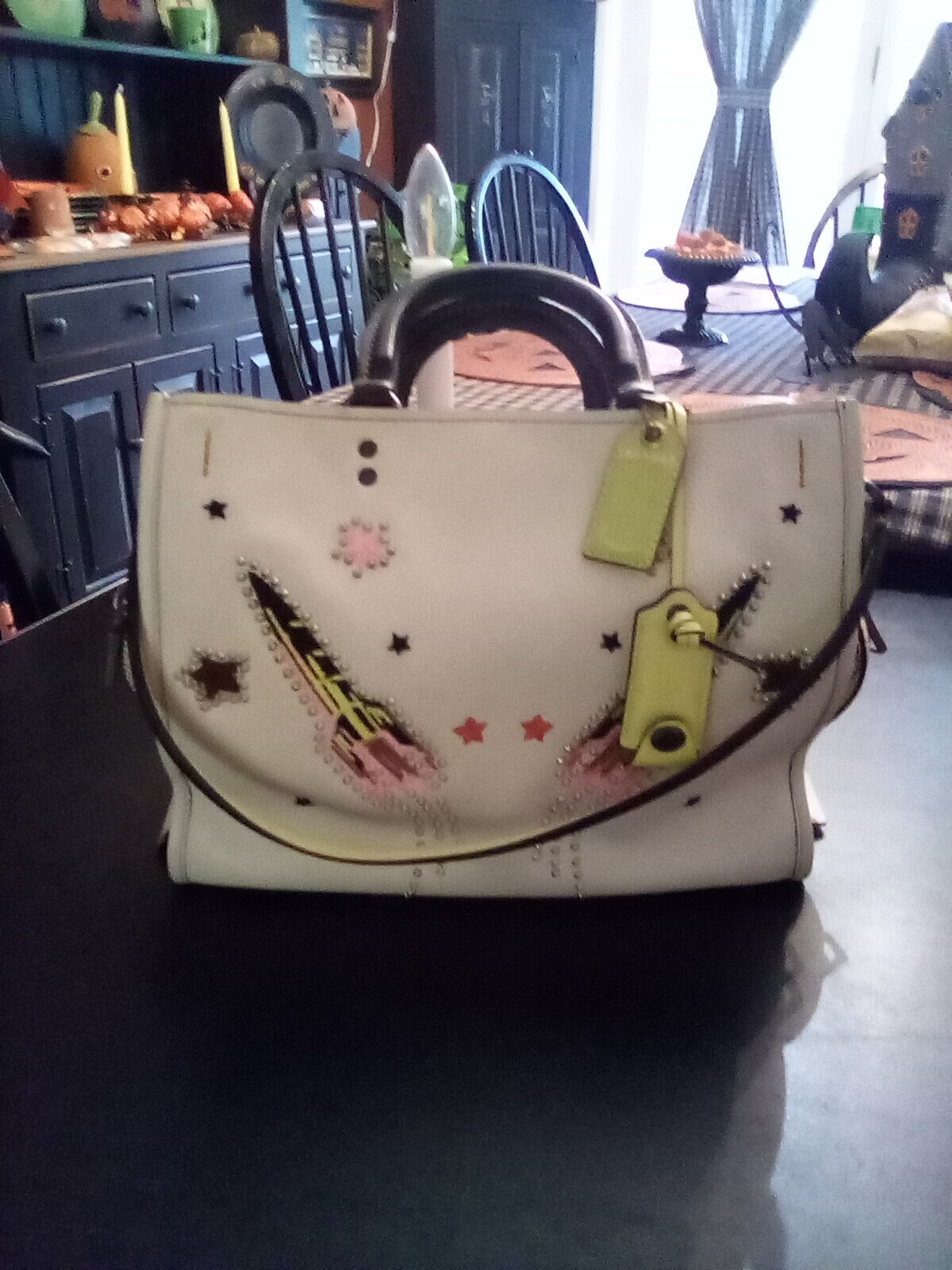 Coach Rocket Spaceship limited Rogue chalk leather Bag Studs, embroidery RARE