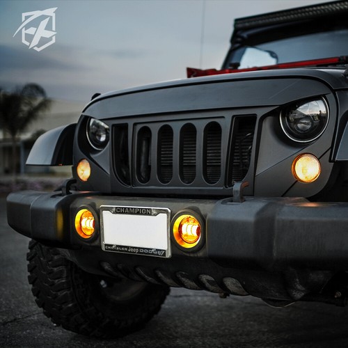 Pair 4 Inch Amber LED Fog Lights Bumper Driving Lamp for Jeep Wrangler JK JL JT - Picture 4 of 8