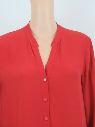 Eileen Fisher M or L  Red 100% Silk Blouse Top-Lon