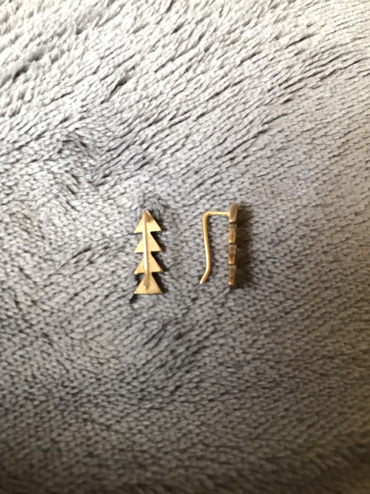 Tiny Brass Colored Triangle Earrings - image 2