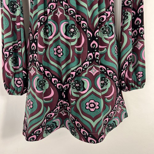 Bisou Bisou Dress Women's XS Above Knee Fit & Flare Long Sleeve Retro Stretch - Picture 3 of 12