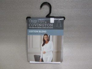 Free Ship, COVINGTON COZY UPS Long Sleeve V Neck Top, White, Size M