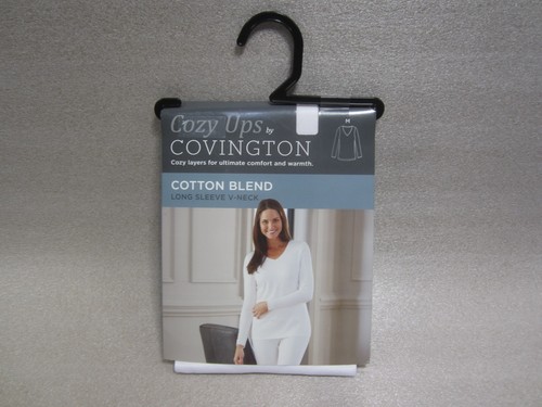 Free Ship, COVINGTON COZY UPS Long Sleeve V Neck Top, White, Size M