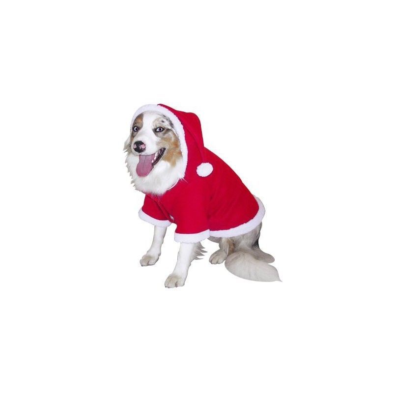 Weihnachtlicher Hundemantel – Doppelseitiger Fleece, Verstellbar, Mit Plüschkanten & Bommel