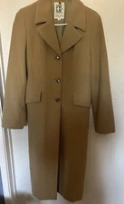 Vintage Michel Klein Paris Long Camel Color Trench Coat Size 40