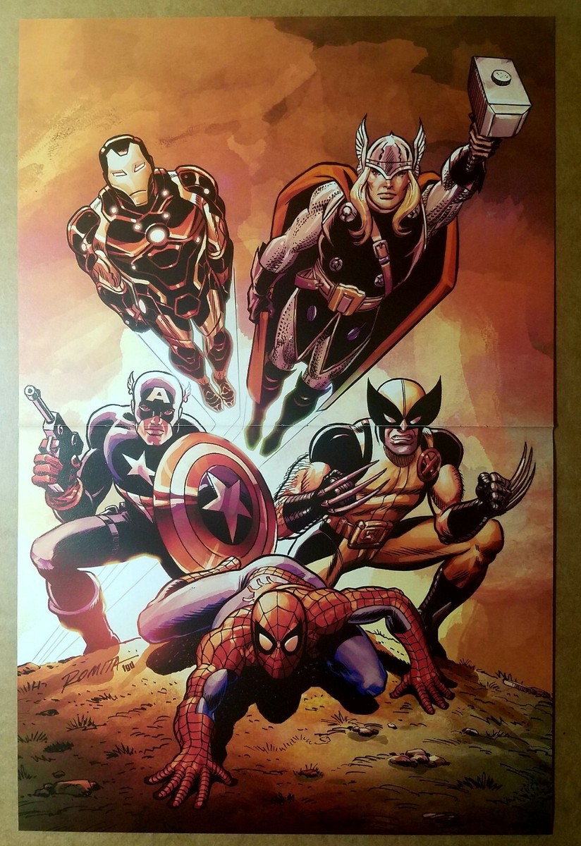Avengers Thor Captain America Spider-Man Wolverine Marvel Poster