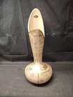 Royal Haeger Vase 22K Gold Tweed White MCM Mid Century Asymmetrical 16.5”