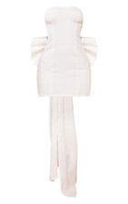 pretty little thing petite womens dress white bandeau bow detail mini size 14