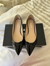 Prada black patent leather pointed toe flats BNWT