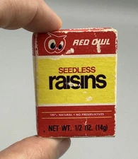 Vintage RED OWL RAISINS BOX Miniature Food Advertising