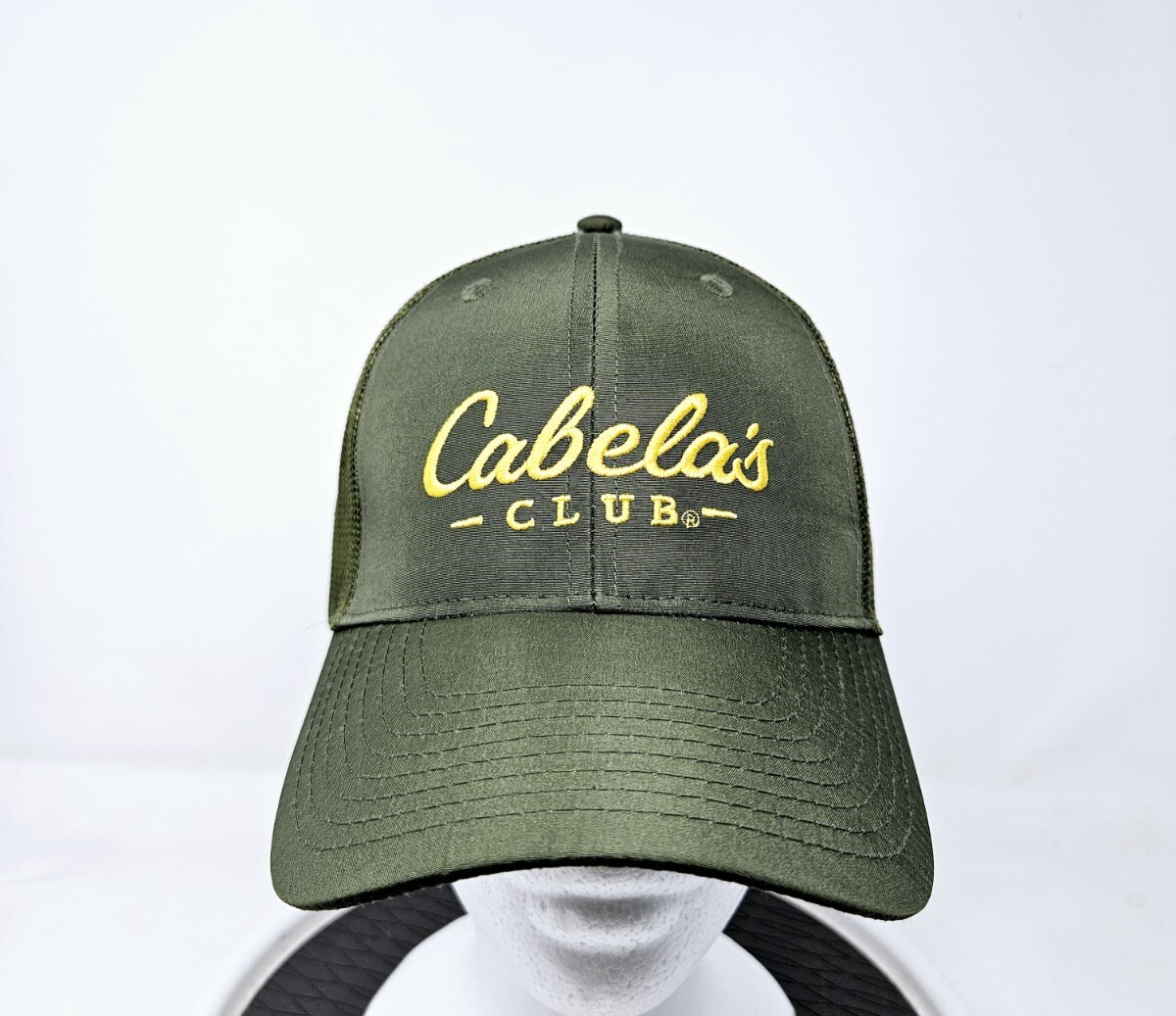 Cabela's Club Ball Cap Hat Adjustable Baseball Trucker Snapback Olive Green GUC