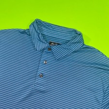 Ben Hogan Performance Mens Blue Striped Short Sleeve Golf Polo Shirt Large L
