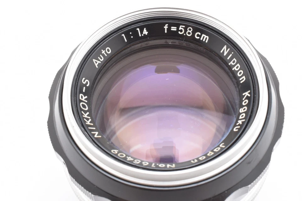 Raro *N Como Nuevo* Nikon NIKKOR Auto-S 5.8cm F/1.4 PAT.PEND. Lente MF Prime de Japón Foto 2 de 4