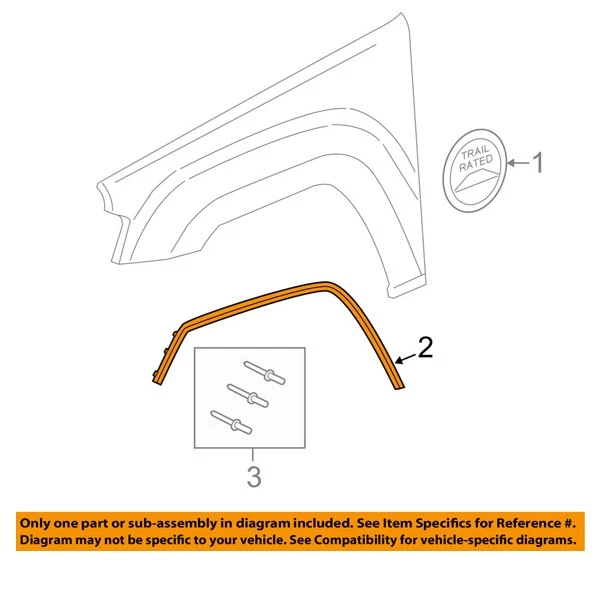 For 11-16 Grand Cherokee Front Fender Flare Wheel Opening Molding Passenger Side Foto 4 de 4