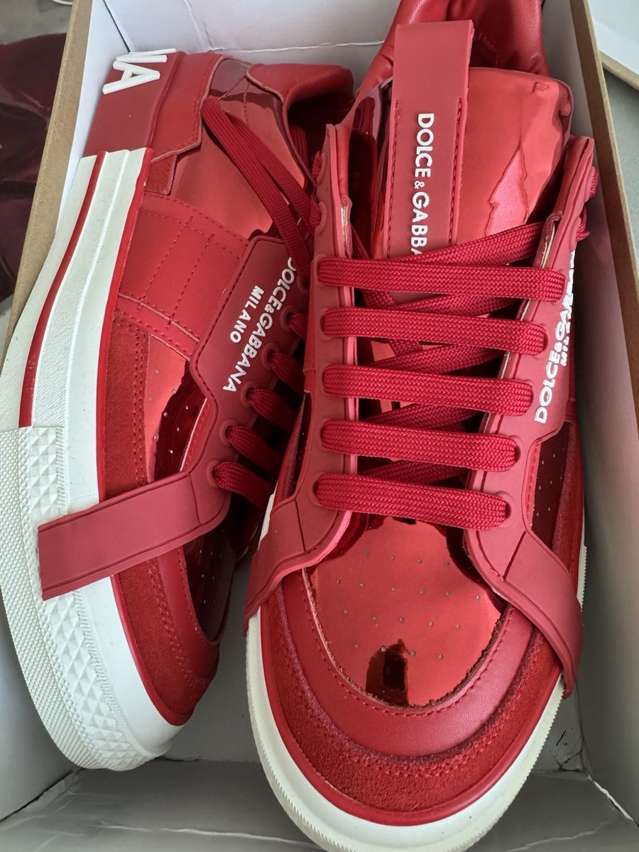 Dolce & Gabbana Men's Size 45 EU Genuine Leather Red Lace Up