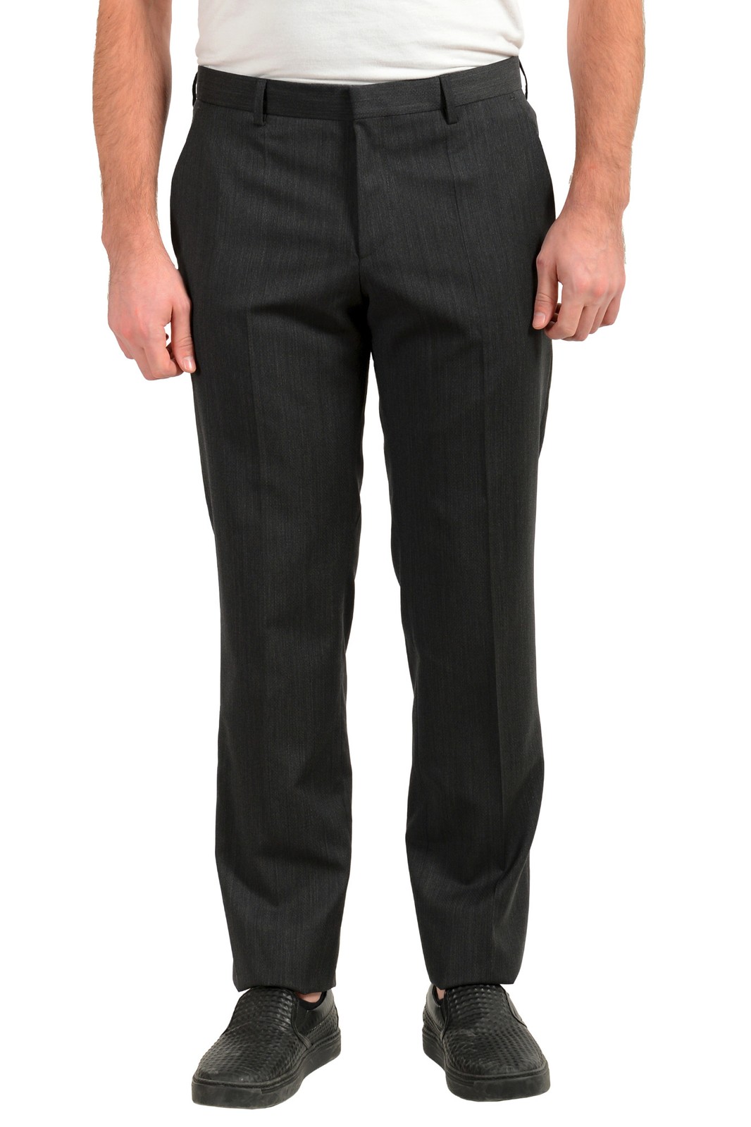 Мужские брюки Hugo Boss C-Huge1C-Genius Slim Fit из серой шерсти размер 34 цена 50 15490₽