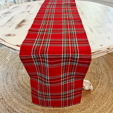 Christmas Table Runner Red Tartan Plaid 15  x74  Cotton Classic Preppy Holiday
