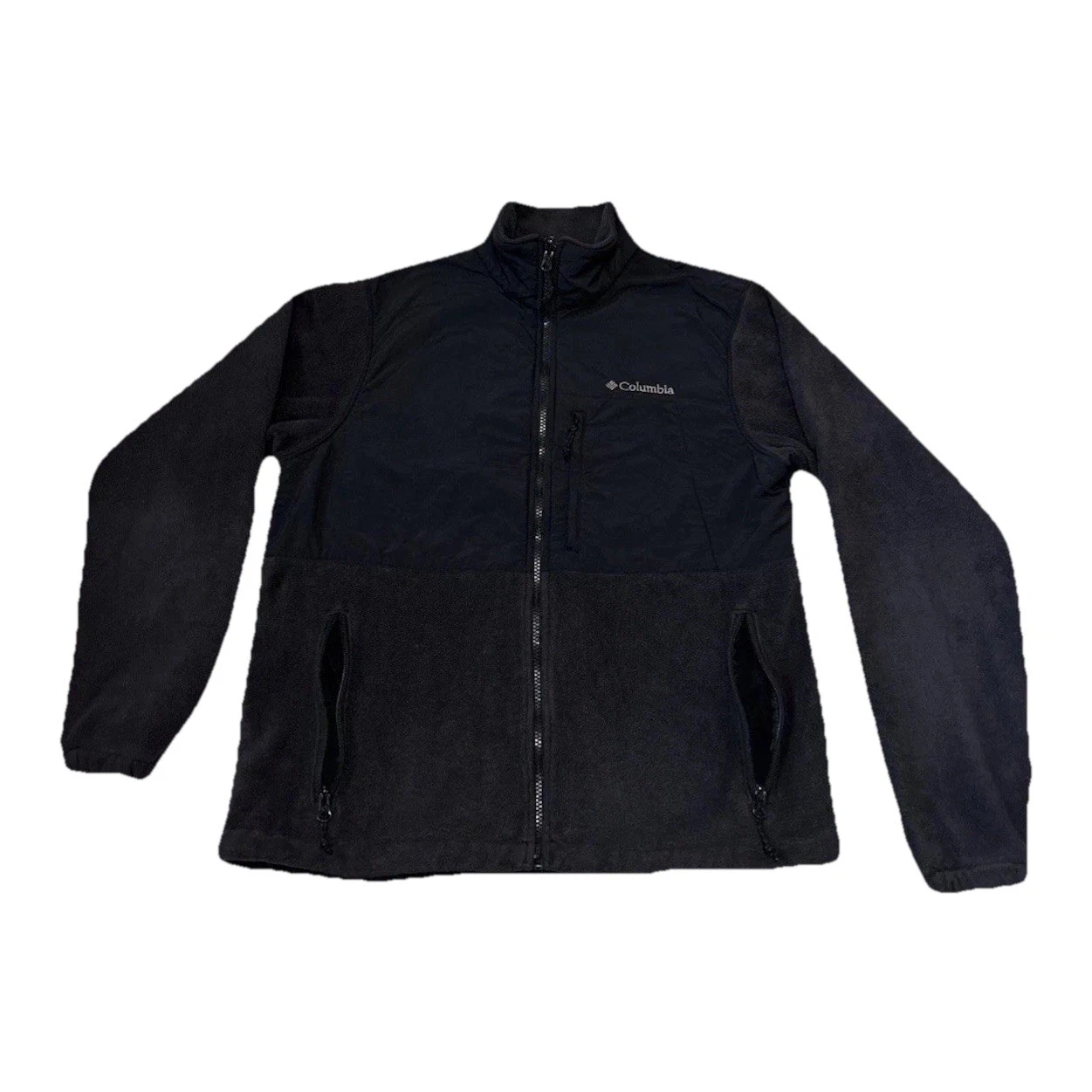 COLUMBIA Men’s SzM Fleece & Windbreaker zip-up Jacket w/Zipper Chest Pocket BLK