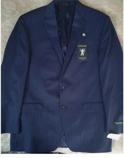 Lauren Ralph Lauren Total Comfort Blazer Navy Stripped 100 Wool Sz44 NWT434