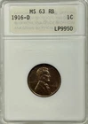 1916-D Lincoln Cent MS-63 RB Old ANA Soapbox Holder