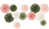 Eur 12 SalbeigrüN Pompons Deko, GrüN Gartenparty Deko DraußEn, Babyshowerparty D