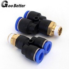 Male Stud Push In Y Piece Pneumatic Fittings Thread  Hose Tube Connector Pushes
