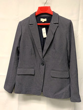 LOFT Single Button Navy/White Dots Womens Blazer Lined sz 6