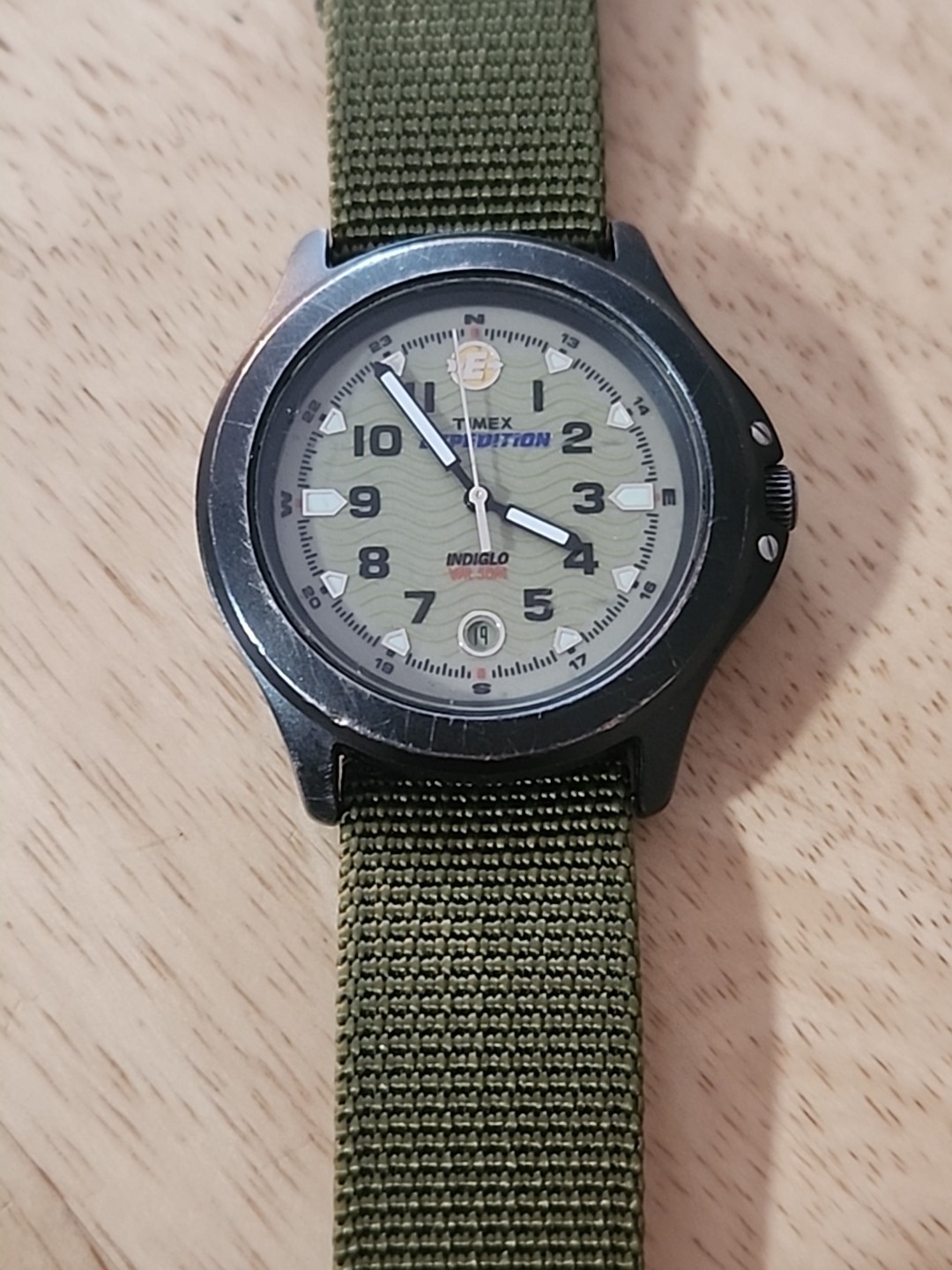 Men's Timex Expedition Indiglo Date Watch. New Battery & Maratac Zulu Band!