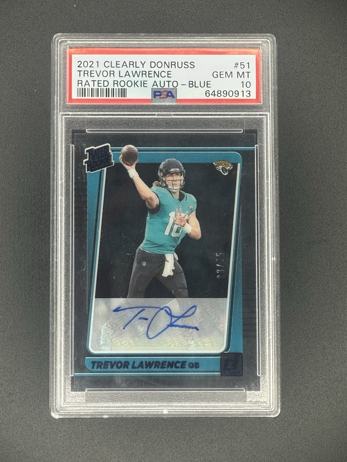 Trevor Lawrence Panini Clearly Donruss #51 Rated Rookie Autograph-Blue