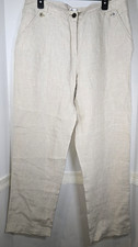Chico's 3 XL-16 100 Linen Natual Beige Minimalist Lagenlook Classy Pants