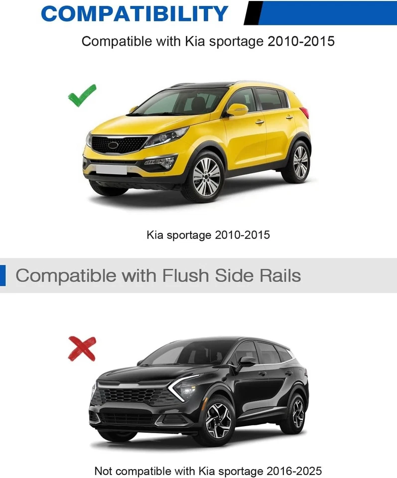 Lockable Roof Rack Cross Bars 220lbs Compatible with Kia Sportage 2010 2011 2012 Foto 2 de 4