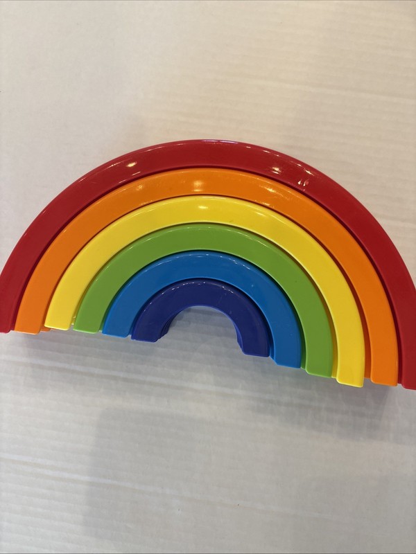 Used 6Pc Rainbow Shaped Plastic Puzzle- All Fit Together 10" Long