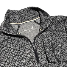 Smartwool 1/4 Zip Merino Wool Zig Zag Pullover Top Black White Base Layer Small
