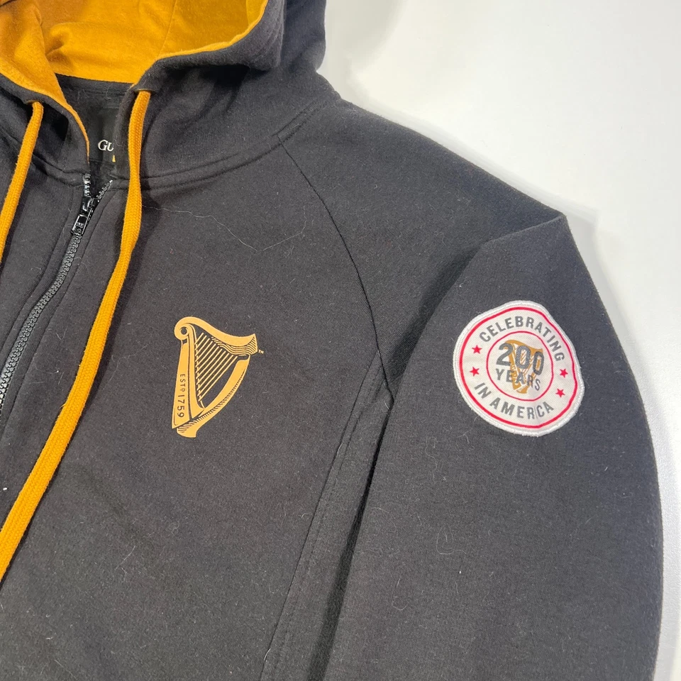 Sudadera Guinness Hombre Mediana Cremallera Completa Sudadera con Capucha Cerveza Negra 200 Años en América Foto 4 de 4