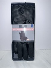 Ladies Black Touchscreen Leather Gloves Size Large