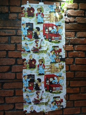Vintage 80er Jahre Postbote Pat Stoffrest 1983 Retro Bastelmaterial 54cm x 130cm
