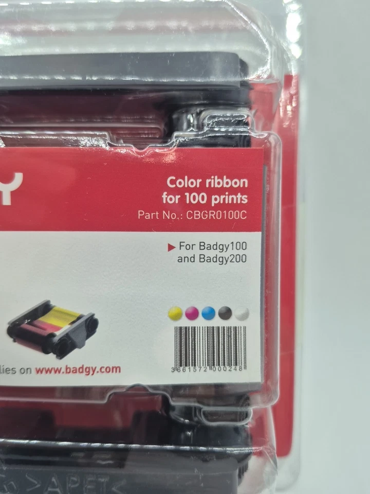 Cinta de color genuina Evolis Badgy 100/200 CBGR0100C YMCKO - 100 impresiones - NUEVA Foto 3 de 4