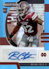 2020 Panini Prizm Draft Picks #254 Brian Cole II Prizms Carolina Blue Auto #/30