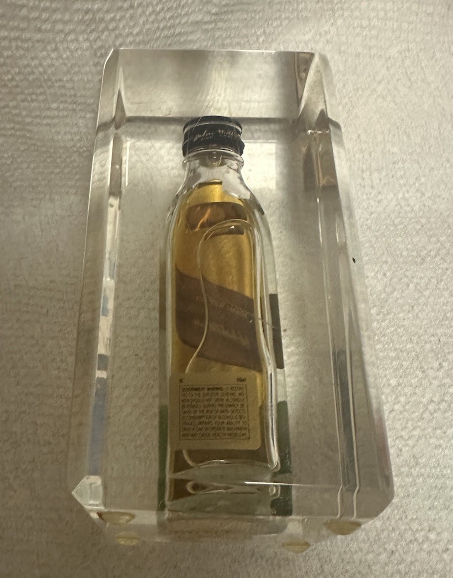 Johnnie Walker Black Label Scotch Mini Bottle encased in Resin