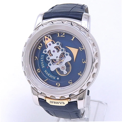 Ulysse Nardin Freak 18k White Gold Blue Leather Manual Blue Men's Watch 020-88
