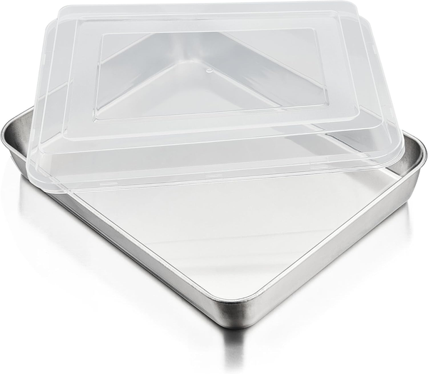 Homikit Backblech, Edelstahl Rechteckige Auflaufform Ofenblech Mit Luftdichtem D-image