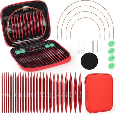 Coopay Auswechselbare Rundstricknadeln Set, 3,0-10,0 mm Stricknadeln Set