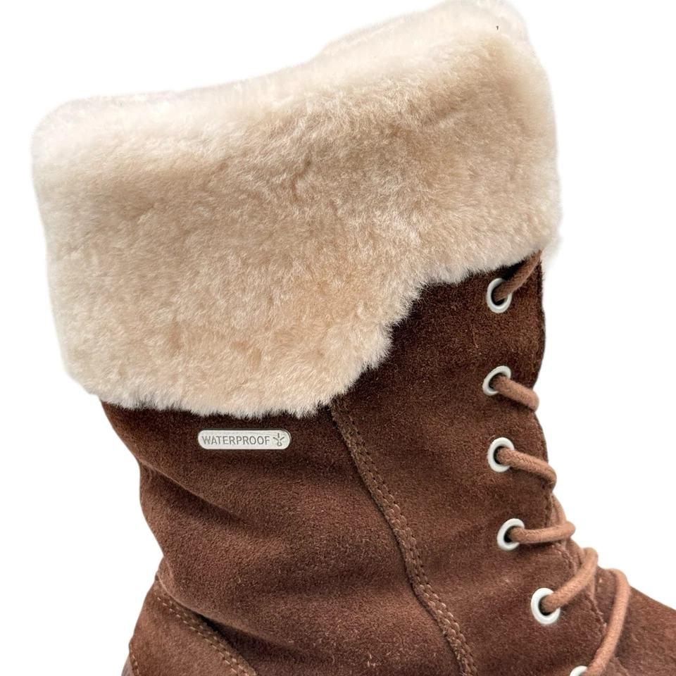 EMU Australia Shoreline Womens Sz 7 Brown Leather Suede Waterproof Sheepskin - Image 2 of 4