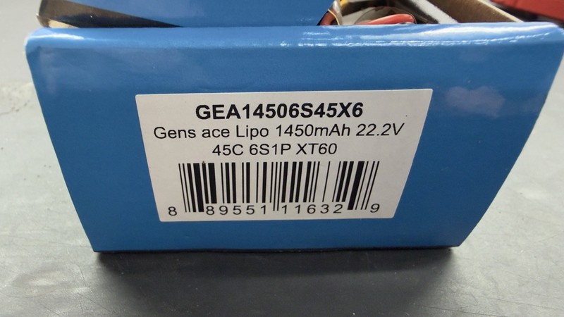 Gens Ace 6S LiPo RC Helicopter Battery 45C 22.2V 1450mAh GEA14506S45X6