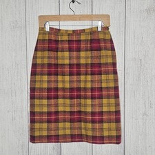 VTG 60s Jantzen Pink  Yellow Plaid Wool Skirt