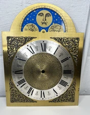 Grandfather Clock Moon Dial Face Plate - Parts or Repair Gold Tone Germany